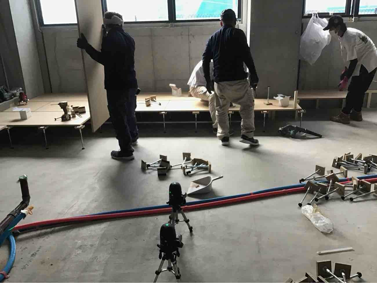 東京都港区のマンションにて、1day置床工事を行いました。（乾式二重床）【秀和建工】