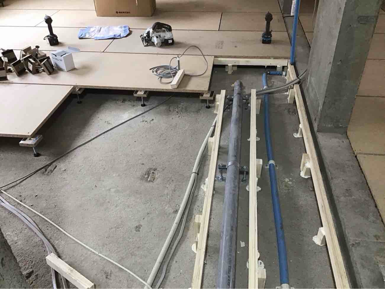 マンション　置床工事　乾式二重床 フローリング工事（横浜市緑区）
