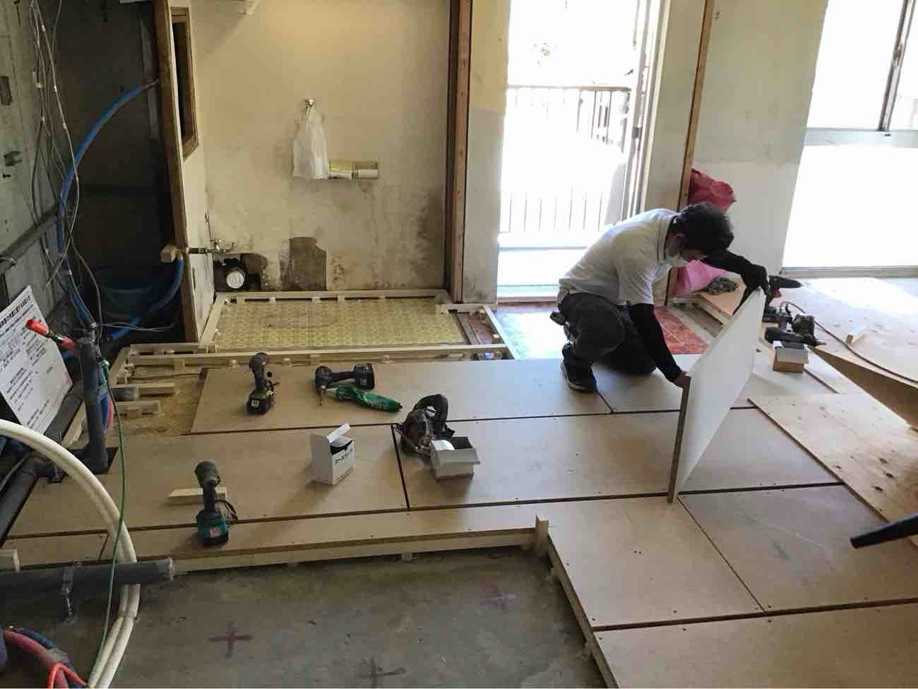 神奈川県藤沢市にて、マンションの置床工事を行いました。（乾式二重床）【秀和建工】