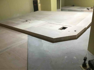 大阪府大阪市のシミュレーションゴルフ場店舗にて、ハイブリット置床工事を行いました。（乾式二重床）【秀和建工】