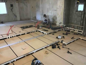 東京都文京区の店舗にて、置床工事を行いました。（乾式二重床）【秀和建工】