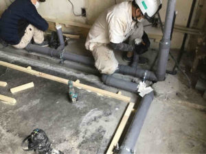 川崎市川崎区の店舗にて、置床工事を行いました。（パーチクルボード）【秀和建工】