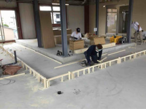 クリニック新装　置床工事　乾式二重床（千葉県千葉市）