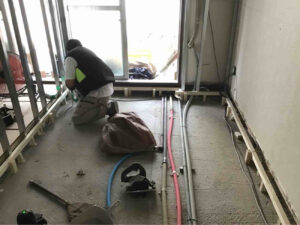 東京都千代田区の店舗にて、置床工事を行いました。（乾式二重床）【秀和建工】