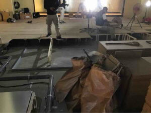 東京都中央区の店舗にて、置床工事を行いました。（センクシア、乾式二重床）【秀和建工】