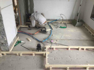 東京都大田区のマンションにて、1day置床工事を行いました。（乾式二重床）【秀和建工】