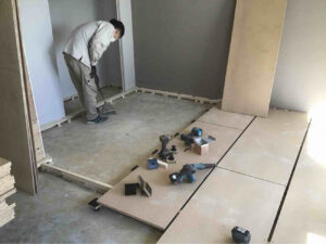 東京都大田区のマンションにて、置床工事を行いました。(乾式二重床)【秀和建工】