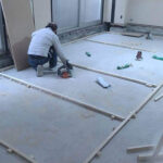 東京都大田区の店舗にて、１day置床工事を行いました。（乾式二重床）【秀和建工】